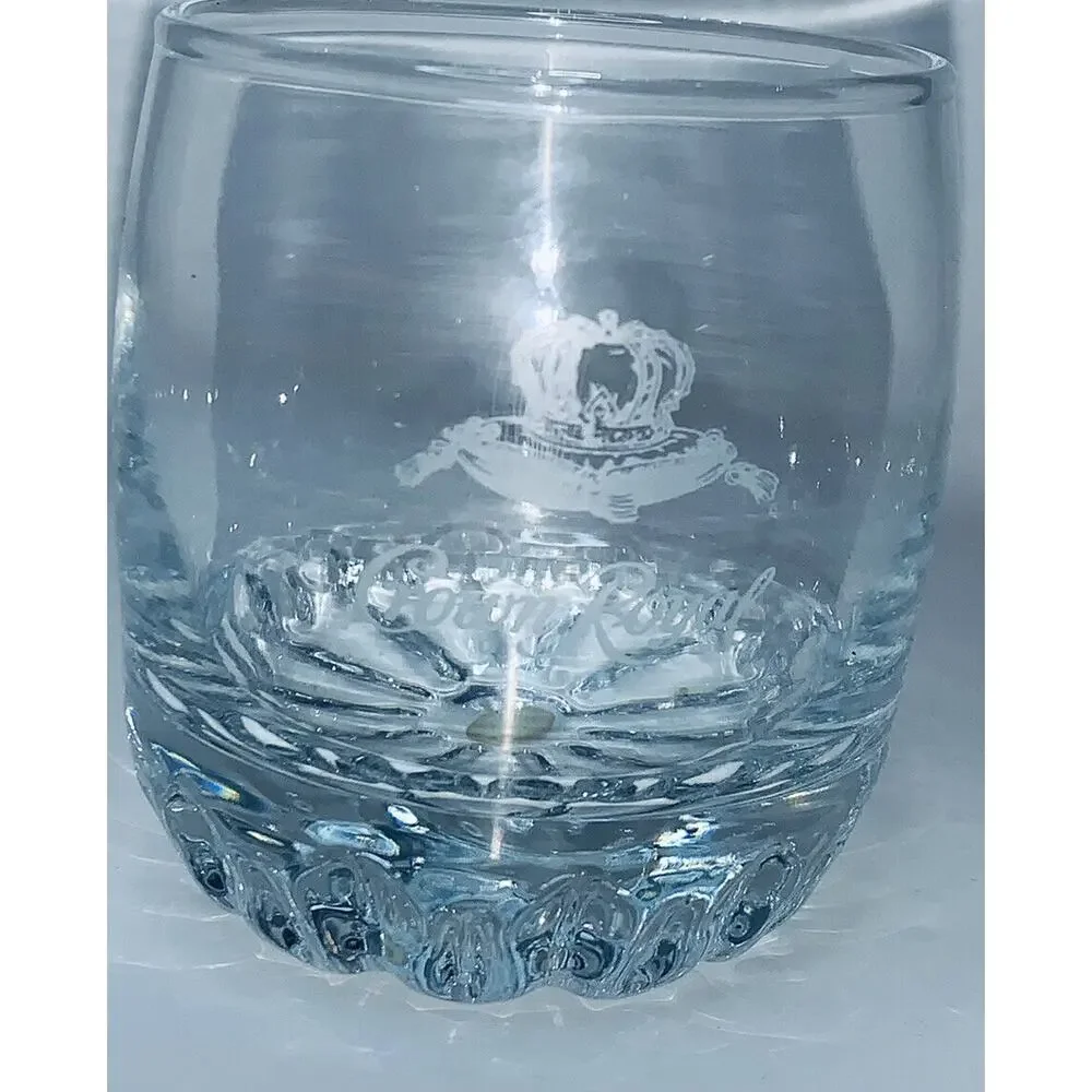 Crown Royal Old Fashioned Rocks Lowball Glass Etched Logo Label Made in Turkey